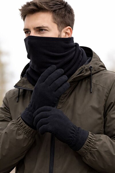 QULAT Men's Fleece Neck Gaiter and Gloves Set High Quality Same Day Shipping
