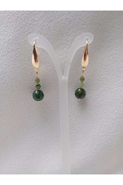 OEM Earrings with Emerald beads and 18K gold plated flats