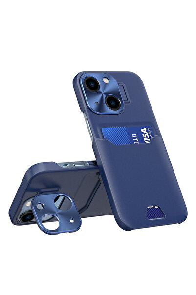 OEM iPhone 14 Plus Leather Wallet Case, Blue