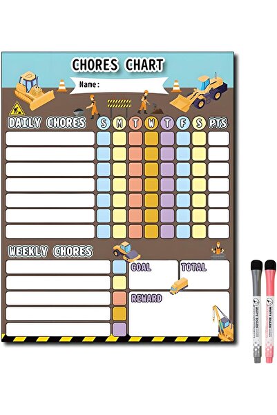 Yelajoy لوحة مهام مغناطيسية - سبورة بيضاء قابلة لإعادة الاستخدام مع 70 ملصق م...