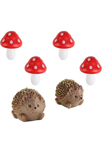 Generic Garden Decoration Set of 6 - Miniature Hedgehog and Frog for Outdoor ...