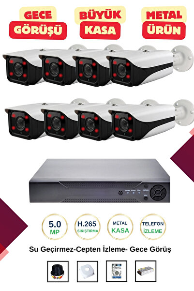 İrtech-8 Kameralı Güvenlik Kamera Seti Metal-Gece Görüşlü-Su Geçirmez-Tak Çalıştır G09