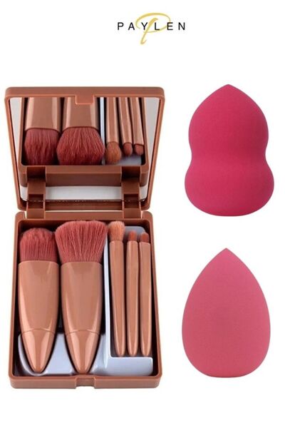 PAYLEN 5'Lİ Aynalı Fırça Seti ve 2'li Fondöten Süngeri