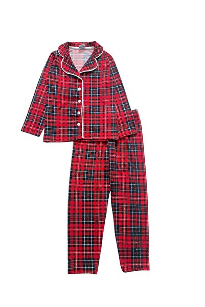 Kidora Kids Milan Fabric Red Plaid Pattern Long Sleeve Shirt Collar Buttoned ...