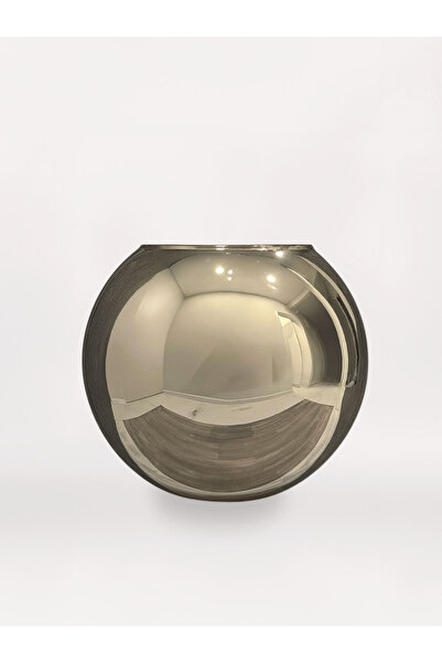 Acarya Design Dekoratif Aynalı Gümüş Cam Vazo – Küre Model