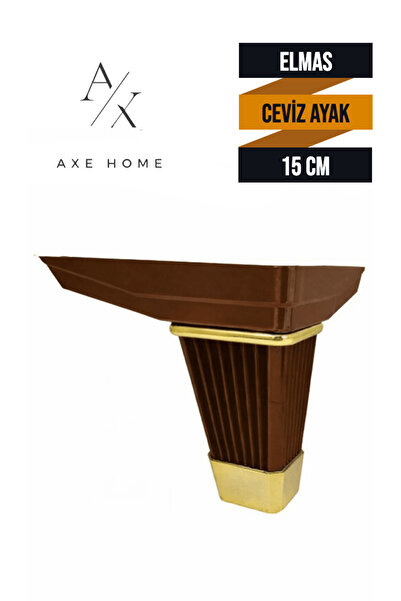 anonim Elmas Ayak Ceviz Altın Renk (15 Cm) Lüks Koltuk Kanepe Dolap Mobilya A...