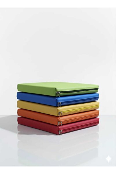 ANAOKULU MİNDERİ 40x40X5CM RENKLİ DERİ ÇOCUK OYUN VE KREŞ EĞİTİM 5'li MİNDER SETİ