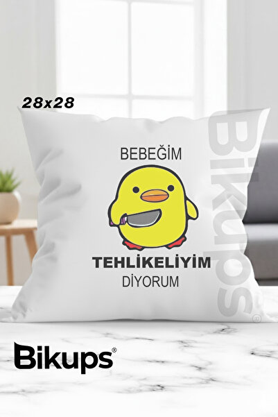 bikups bebeğim tehlikeliyim diyorum baskılı yastık 28x28