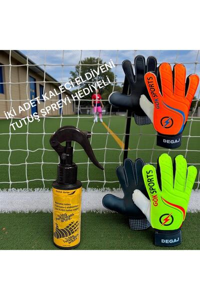 Gök Sports 2 Adet DEGAJ Çocuk Kaleci Eldiveni Bilek Bandajlı Kaleci Tutuş Eld...
