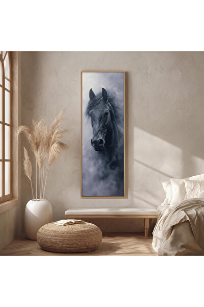 woodhomeworks Tek Parça Gerçek Ahşap dikey Panorama Çerçeveli Tablo kahraman at