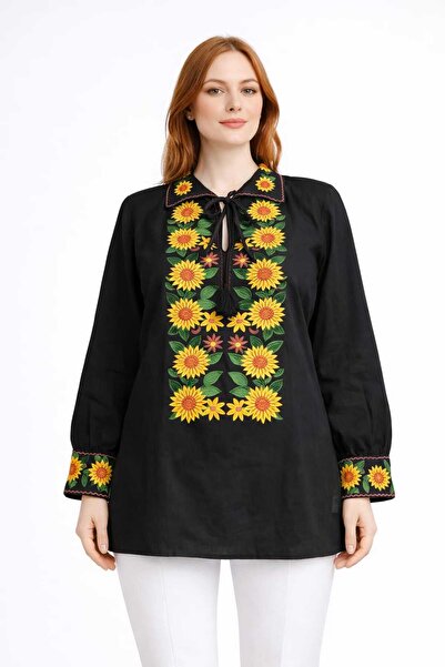ANATOLIATEKSTILE Women's Blouse with Decorative Embroidery, Ie Dama – Casual Cut