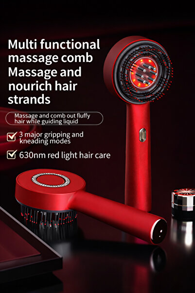 Generic Multi-Functional Electric Massage Comb with Red Light Therapy, USB Re...