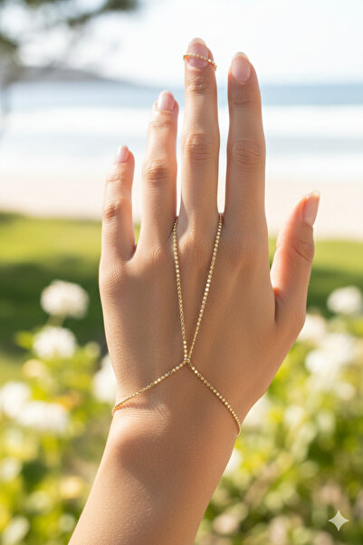 Store Çelik Gold Renk Ezme Zincir Model Kadın Şahmeran