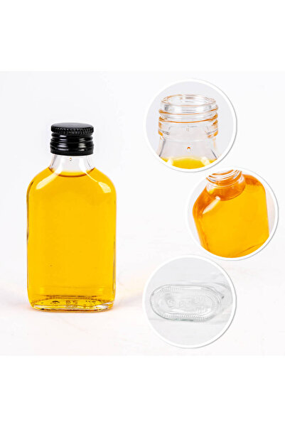 Roxero Set of 100 ml Flask bottles with stopper - transparent glass for juice...