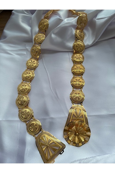 Blotch حزام تقليدي مطلي بالذهب عيار 22 قيراط بتصميم ذهبي واقعي 110 سم 93 جرام