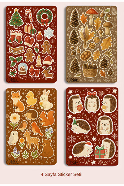 Nar creative studio 4 Sayfa Sticker Seti - Ajanda, Planlayıcı ve Bullet Journ...