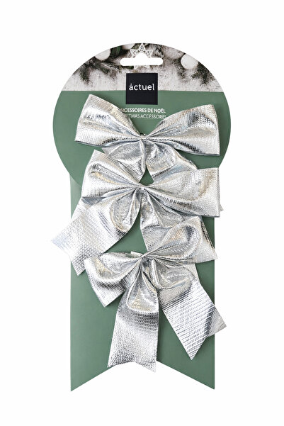 OEM Set 3 funde decorative Craciun, Argintiu, pentru brad si cadouri