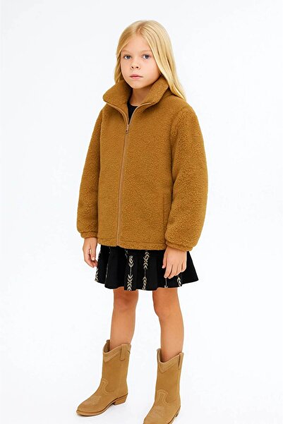 falcomini Girl's Versoft Plush Jacket with Zipper and Long Sleeves, Ages 4-10