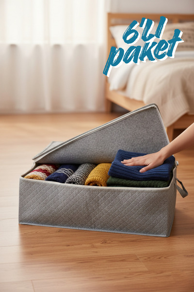 DEMİROĞLU EV TEKSTİL منظم تخزين تحت السرير من اللباد الرمادي، 60×45×22 سم، تص...