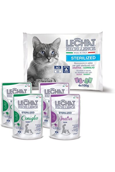 LECHAT Excellence by Monge | Sterilised Cat Wet Food | with Tasty Duck & Rabb...