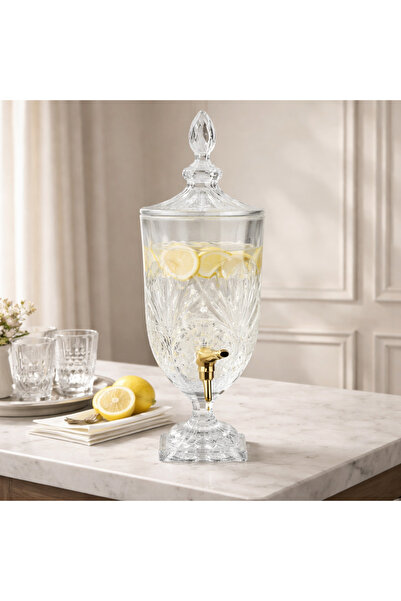 Vi Markets Crystal clear glass drink holder, 5-liter capacity, with a practic...