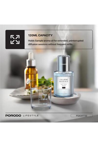 porodo موزع الروائح الذكي من لايف ستايل غراس مزود بمنفذ شحن USB-C وأنماط رش م...