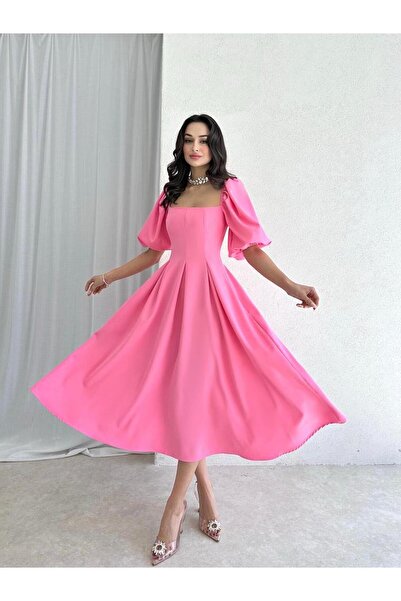 MODALİST Rochie roz pudra eleganta Aylin