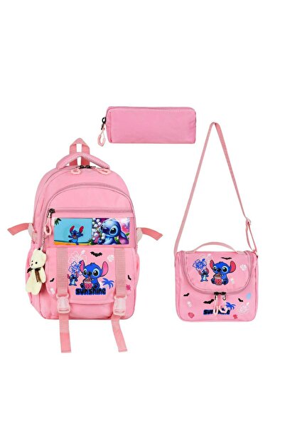 Baginn Primary School Girl's Bag Set of 3 Stic-Like 42*30 cm Lunch Box Pencil...