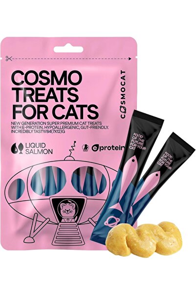 Cosmo COSMOCAT Cat Treats With Salmon Cat Cream 84g E-Protein Hypoallergenic ...