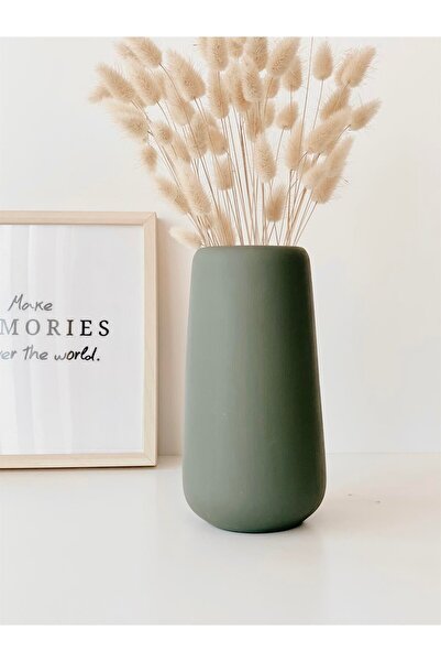 Hestia Home Vază cilindrică din ceramică verde mucegai