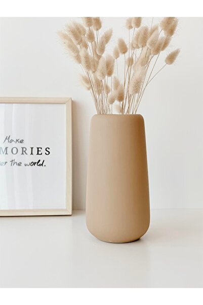 Hestia Home مزهرية سيراميك أسطوانية الشكل بلون القهوة مع الحليب