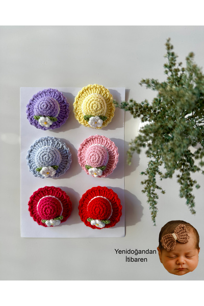 livadesign7 Newborn Baby Buckle Handmade Mixed Hat 6-Piece Clip Hairless Baby...