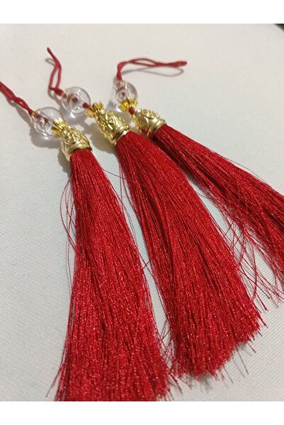 ULUPAMİR زينة حقيبة من الحرير الأحمر مع شراشيب 3 قطع