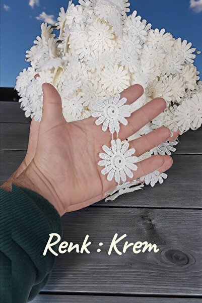 DUAYEN Güpür Krem Renk Çiçek Desenli Güpür Dantel | Çeyizlik & Abiyelik Dante...