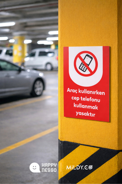 Happynesso Sign from the Warning Sign Series,'Use of Mobile Phones While Driv...