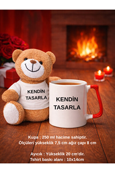 cekud tasarım baskı Kişiye Özel Ayıcık ve Kupa Bardak Seti – Kendin Tasarla |...