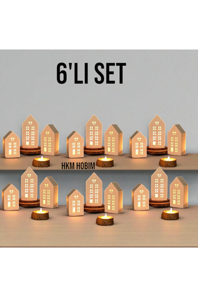 HKM Hobim Estetik 3'lü 2 SET Dekoratif Şamdan Ve Mumluk Takımı | Ev Ve Masa Ü...