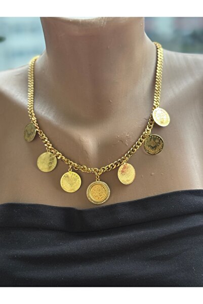 Blotch 22 Ayar Altın Kaplama 5'i Beşi Bir Yerde Sıralı İmitasyon Altın Kolye ...