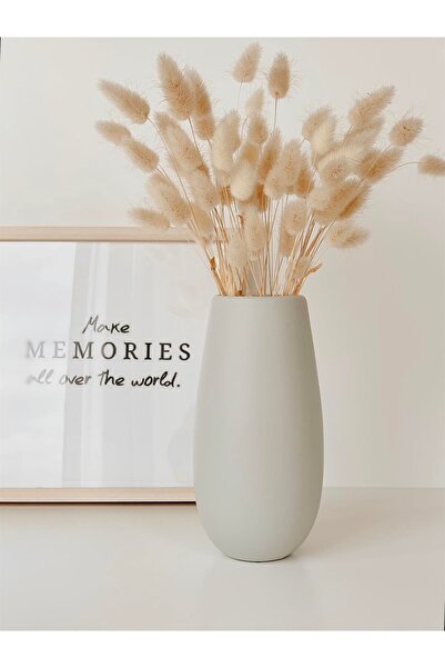 Hestia Home Κοντό Κυλινδρικό Κεραμικό Βάζο Γκρι