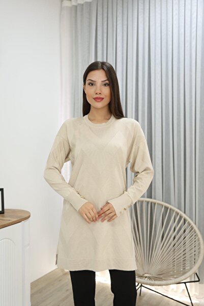 GÖZAY GROUP Zikzak Desenli Soğuk İp Merserize Tunik