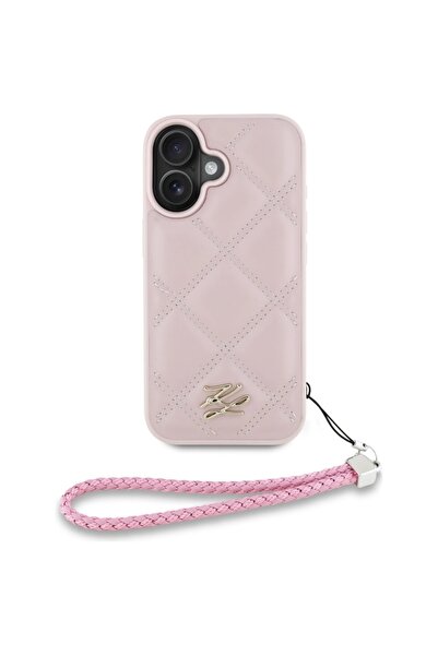 Karl Lagerfeld Quilted Logo Case for iPhone 16 Pink