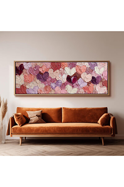 woodhomeworks Tek Parça Gerçek Ahşap Yatay Panorama Çerçeveli Tablo pembe kal...