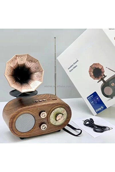 BLOMSTER Everton Rt-746 Gramafon Görünümlü Nostajık Bluetooth Usb Radyo Müzik...