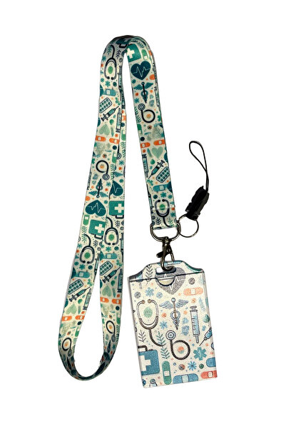 StormiStoretr Sağlık Temalı Boyun İpi + UV Baskılı Kartlık – Hemşire Doktor Y...