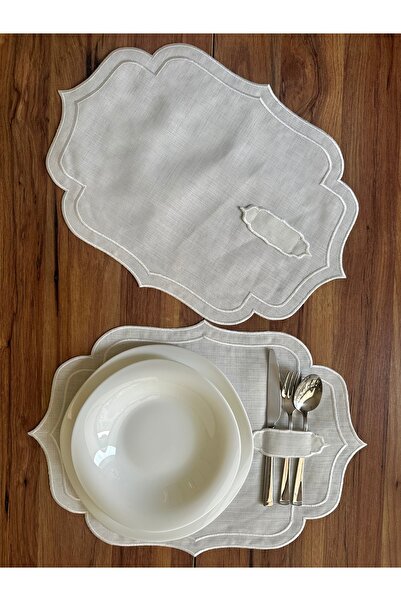 NURHAN HOME COLLECTION 2 قطعة من أدوات المائدة الأمريكية المطرزة ذات الصفين م...