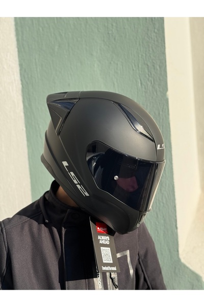 LS2 Rapid 2 Race mat siyah kask siyah vizörlü(+1 şeffaf vizörlü)