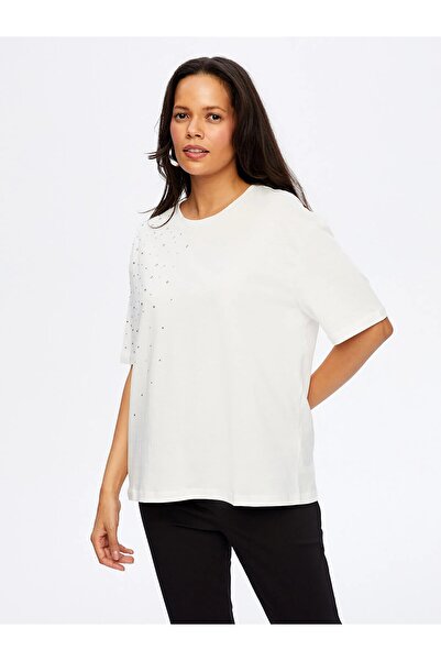 centilmen Fai̇k Sönmez Stone Detailed Round Neck Cotton T-Shirt Tsh051