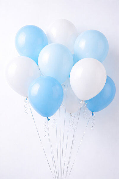 Patladı Gitti 12 Inch Blue White Balloon 10Pcs