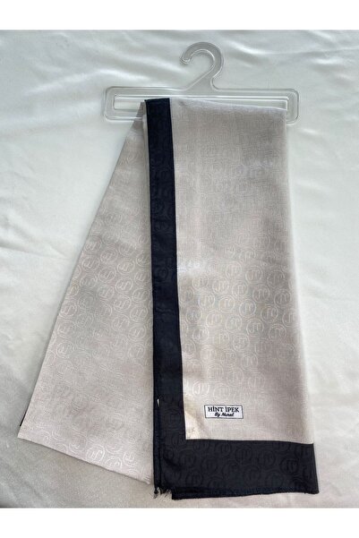 Hint İpek Monogram Desen Beyaz Şal