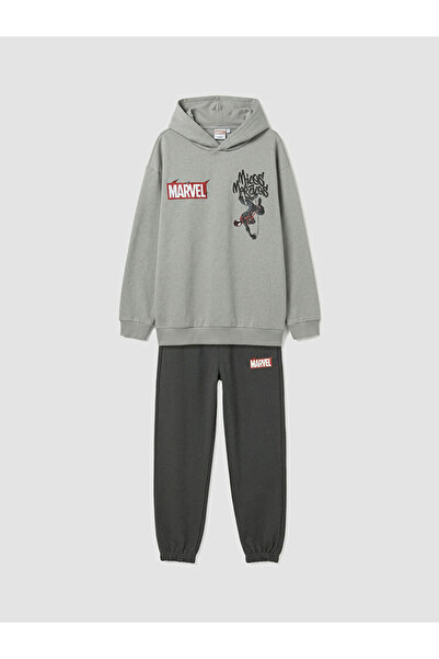 LC Waikiki Gray Spider-Man Printed Boys' Tracksuit Set